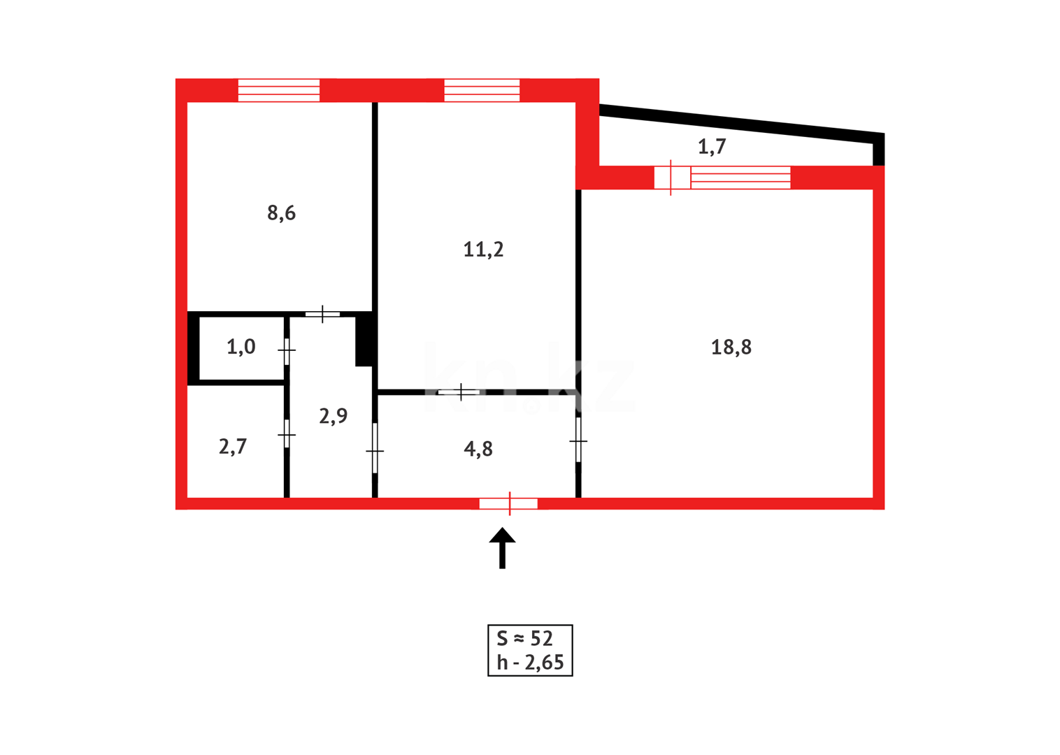 Продажа 2-комнатной квартиры, 53 м² в Караганде - фото 9