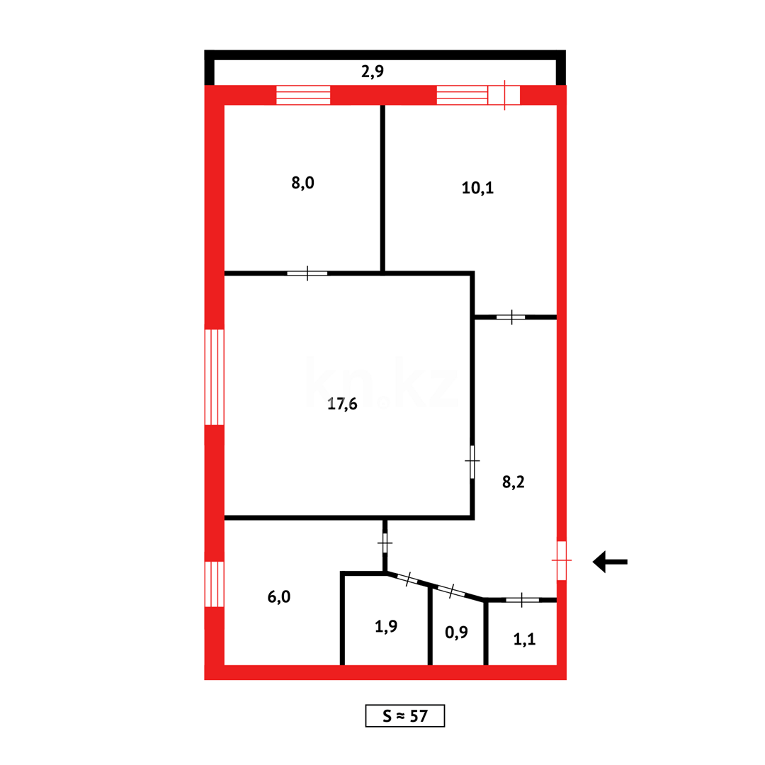 Продажа 3-комнатной квартиры, 55 м², пр. Мира в Темиртау - фото 13