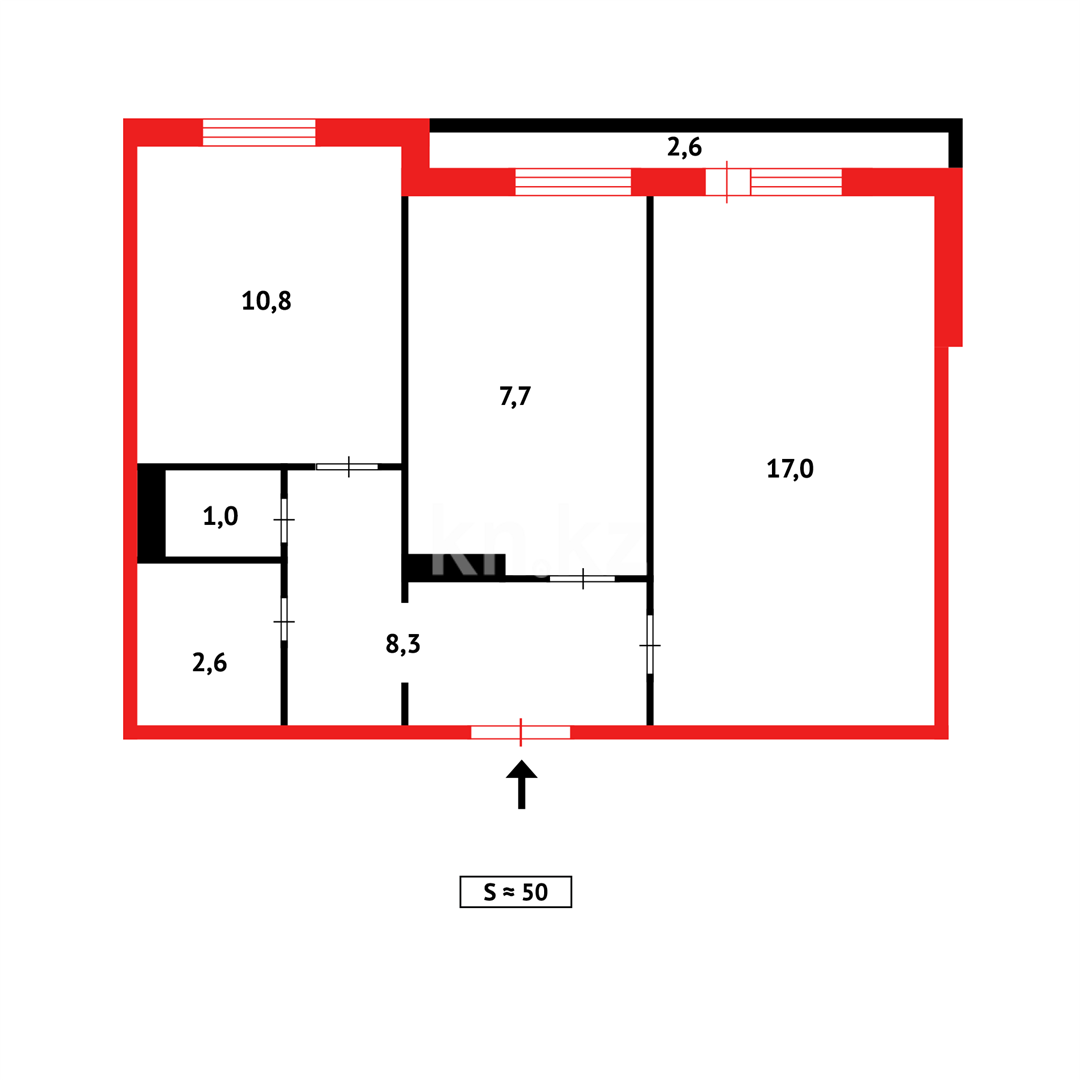 Продажа 2-комнатной квартиры, 49 м², мкр-н Восток-3 - Продажа квартир в Караганде фото 9 из 9