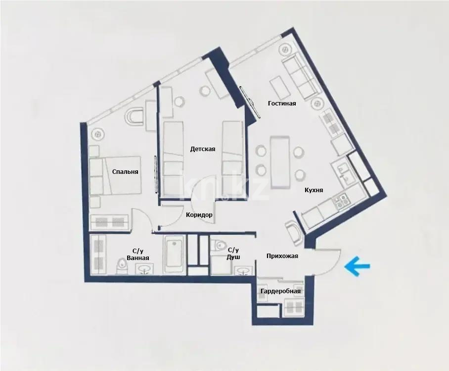 Продажа 3-комнатной квартиры, 74 м² - Продажа квартир в Бостандыкском р-не Алматы фото 7 из 7