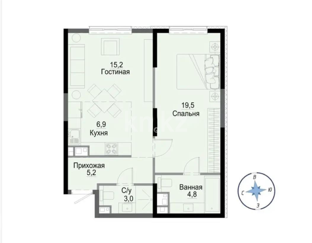 Продажа 2-комнатной квартиры, 56.3 м², ул. Жандосова, дом  94а - Продажа  двухкомнатных квартир в Алматы фото 1 из 1