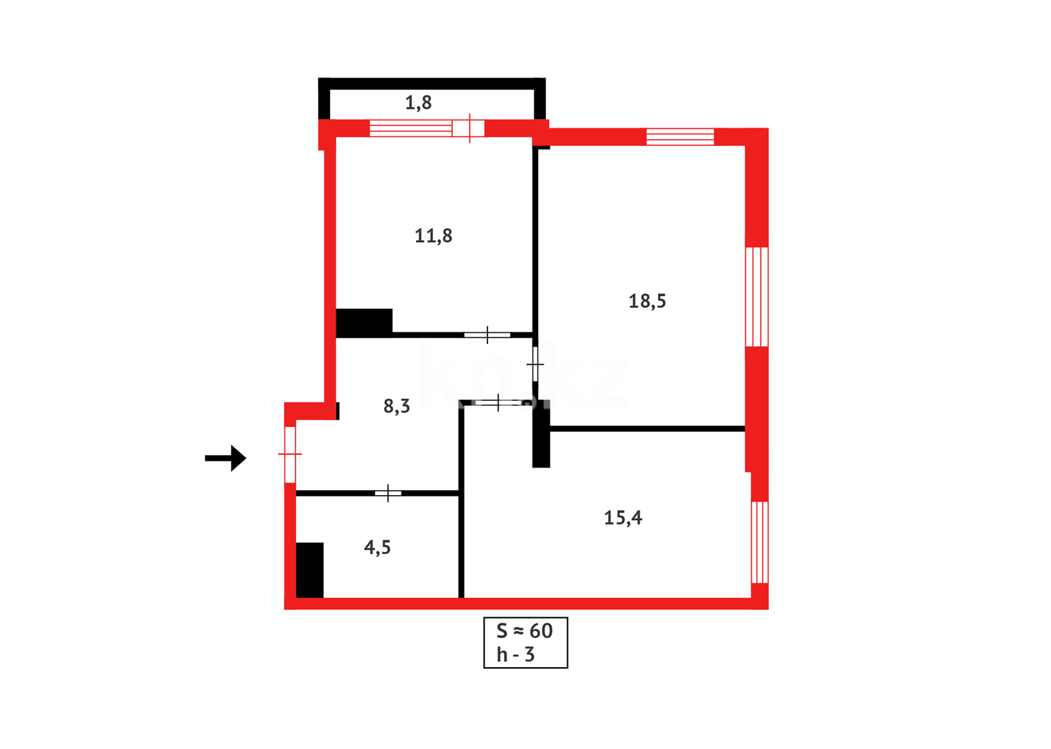 Продажа 2-комнатной квартиры, 60 м², ул. Асфендиярова - Продажа квартир в Астане фото 12 из 12