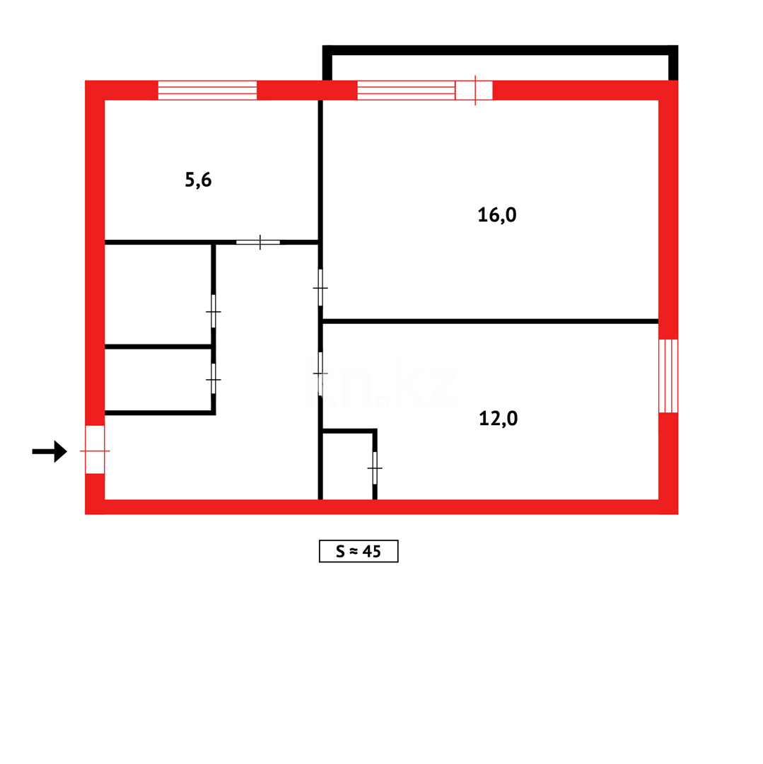 Продажа 2-комнатной квартиры, 45 м², ул. Ермекова - Продажа квартир в Караганде фото 16 из 16