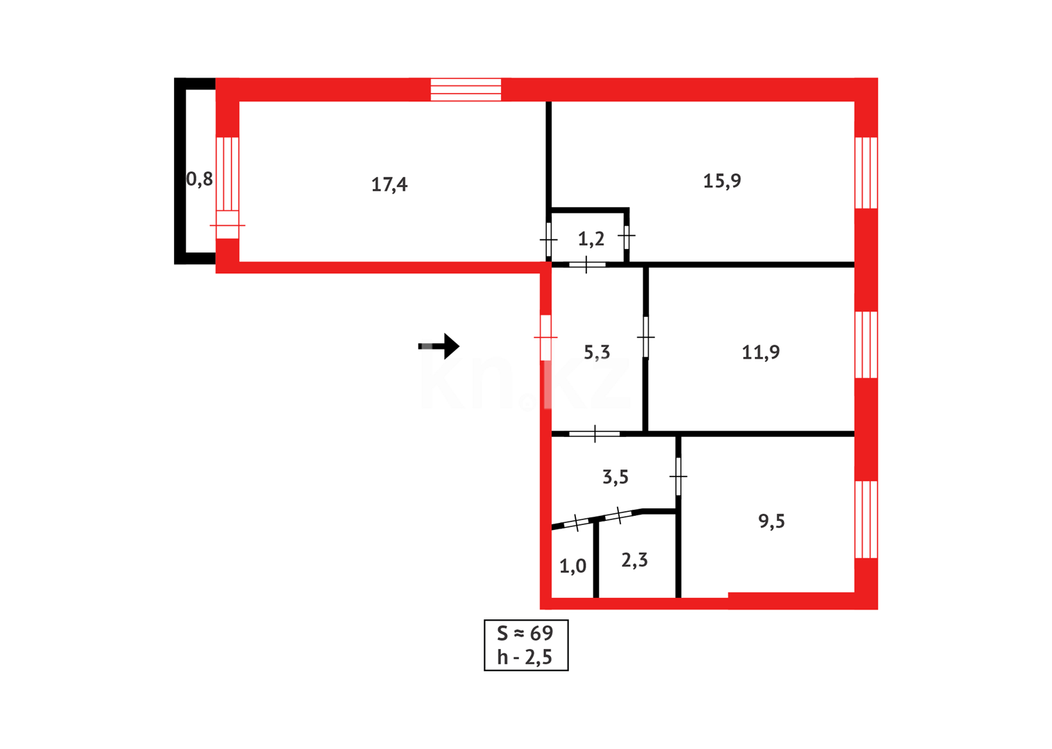 Продажа 3-комнатной квартиры, 68 м² в Темиртау - фото 21