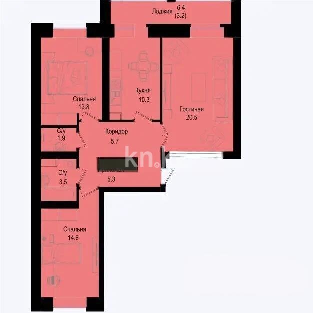 Продажа 3-комнатной квартиры, 86 м² в Астане
