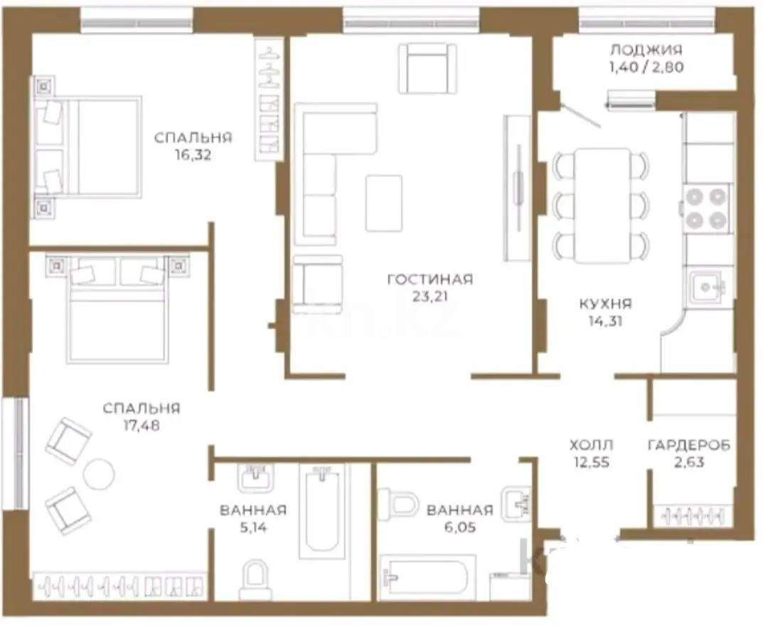 Продажа 3-комнатной квартиры, 97 м², ул. Достык, дом  8б - Продажа  трехкомнатных квартир в Астане без посредников с фото фото 1 из 1