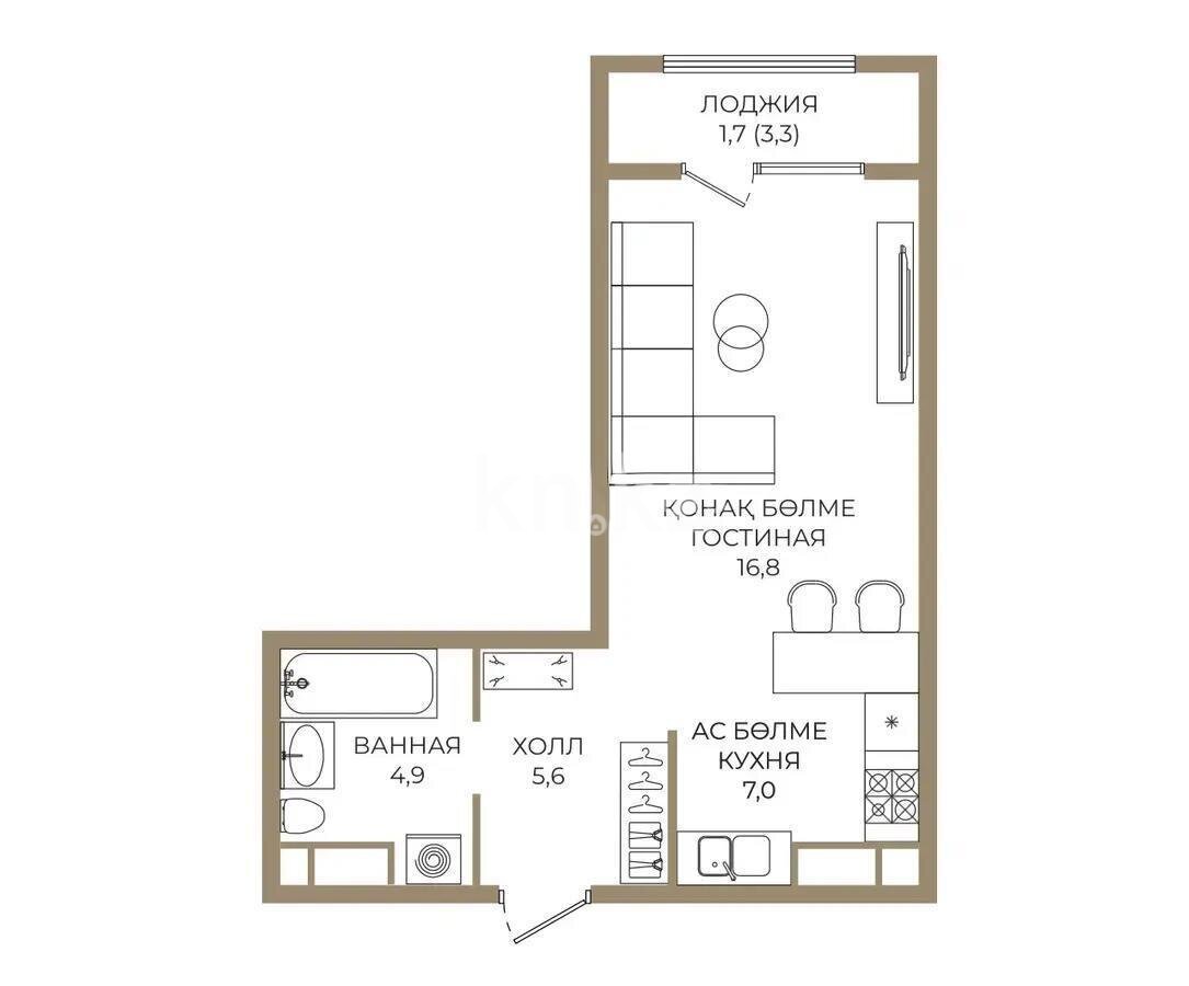 Продажа 1-комнатной квартиры, 36 м² в Алматы