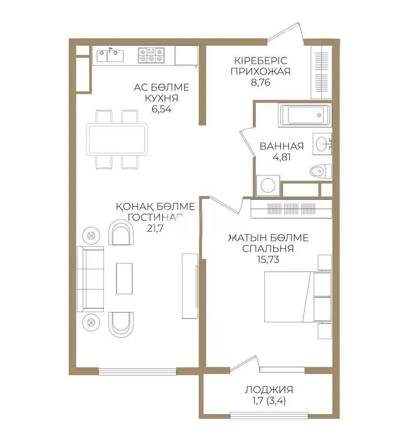 Продажа 2-комнатной квартиры, 58 м² в Алматы - фото 2