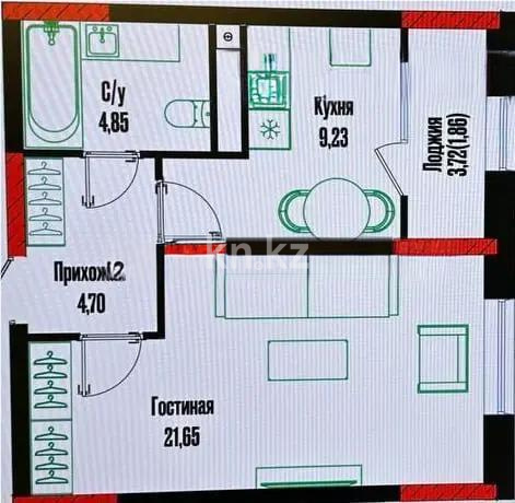 Продажа 1-комнатной квартиры, 42.5 м² - Продажа однокомнатных квартир в Астане фото 1 из 1
