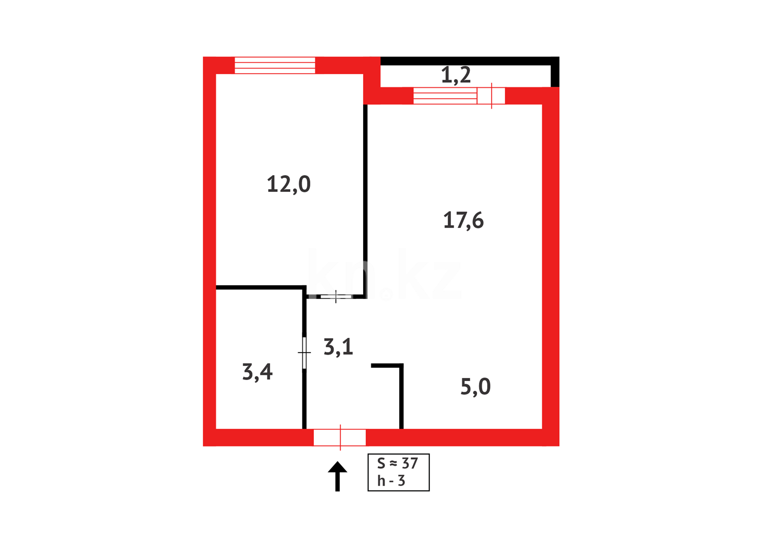 Продажа 2-комнатной квартиры, 37.44 м² - Продажа гаражей в Костанае фото 4 из 4
