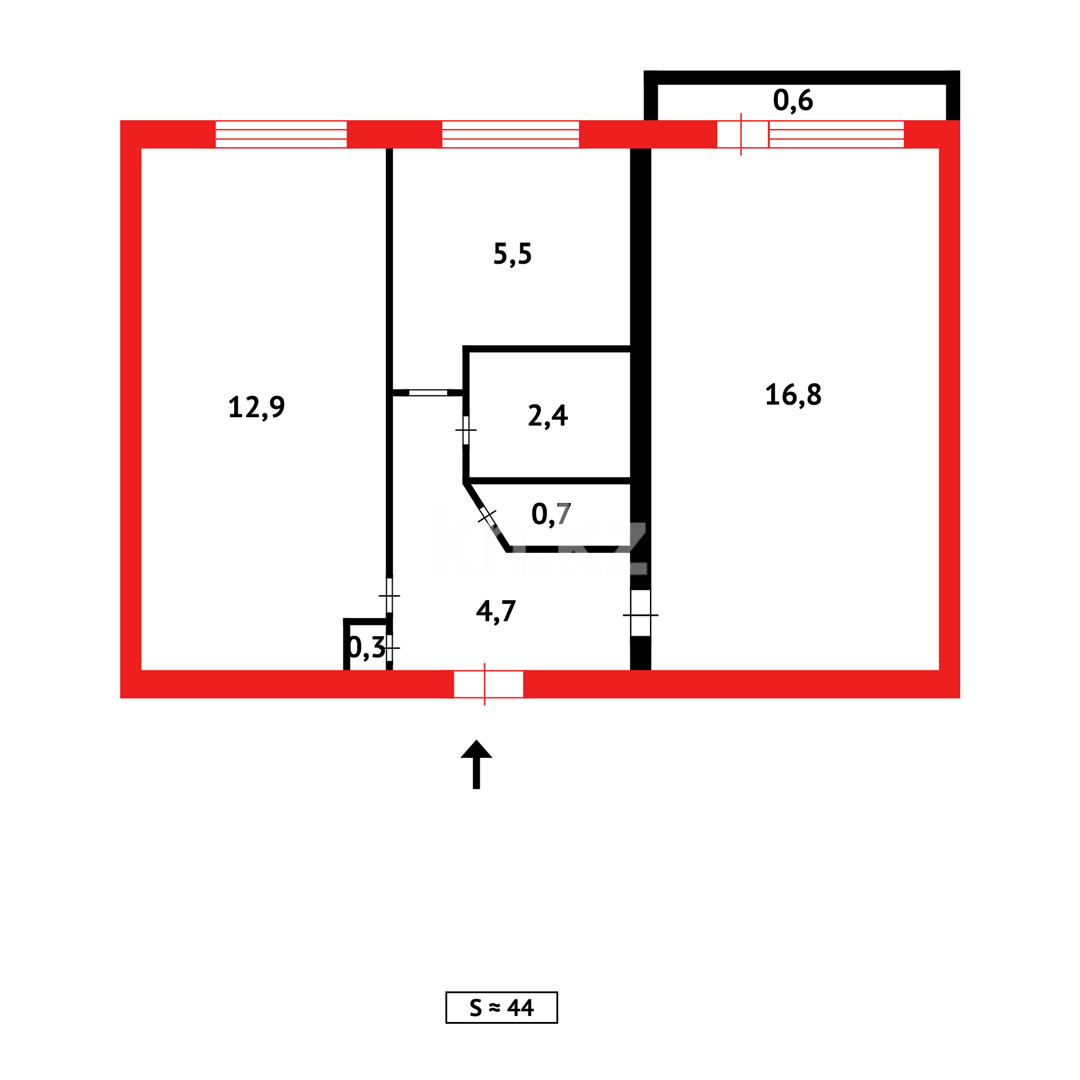 Продажа 2-комнатной квартиры, 44 м², ул. Жекибаева в Караганде - фото 11