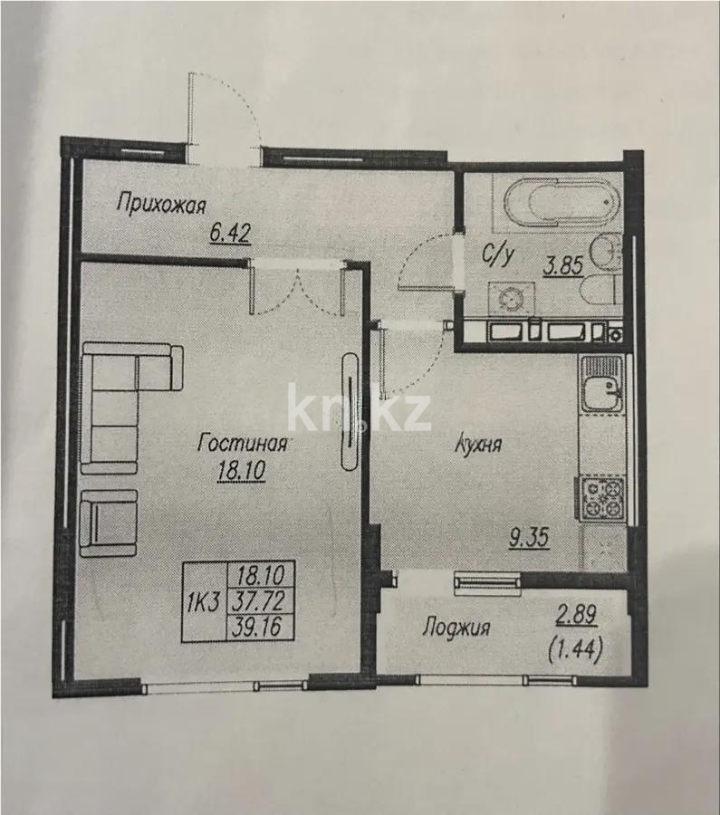 Продажа 2-комнатной квартиры, 39.16 м², ул. Е-496, дом  8 стр - Продажа  двухкомнатных квартир в новостройках Астаны фото 1 из 1