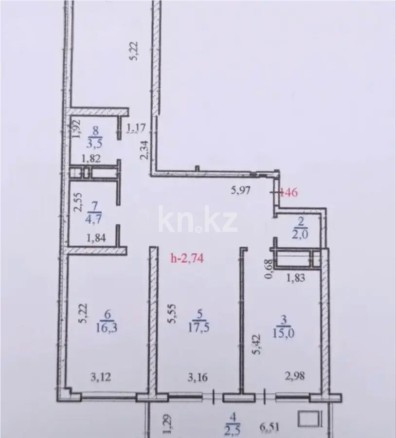 Продажа 3-комнатной квартиры, 97 м², ул. Егизбаева, дом  7/10 - Продажа квартир в Алматы фото 8 из 8