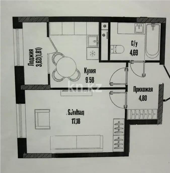 Продажа 1-комнатной квартиры, 38 м² в Астане