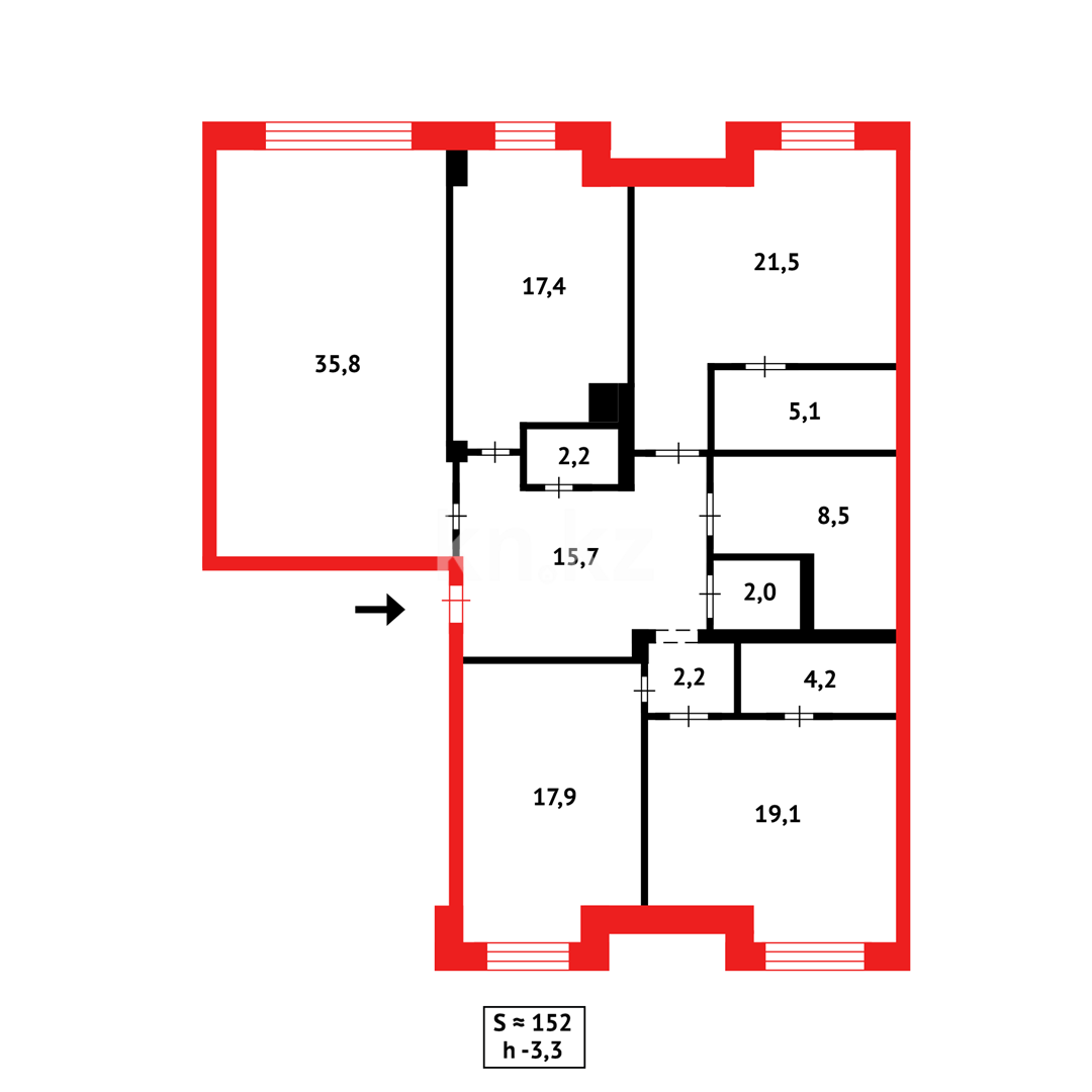 Продажа 4-комнатной квартиры, 159 м², пр. Кабанбай батыра - Продажа  четырехкомнатных квартир в Астане фото 14 из 14