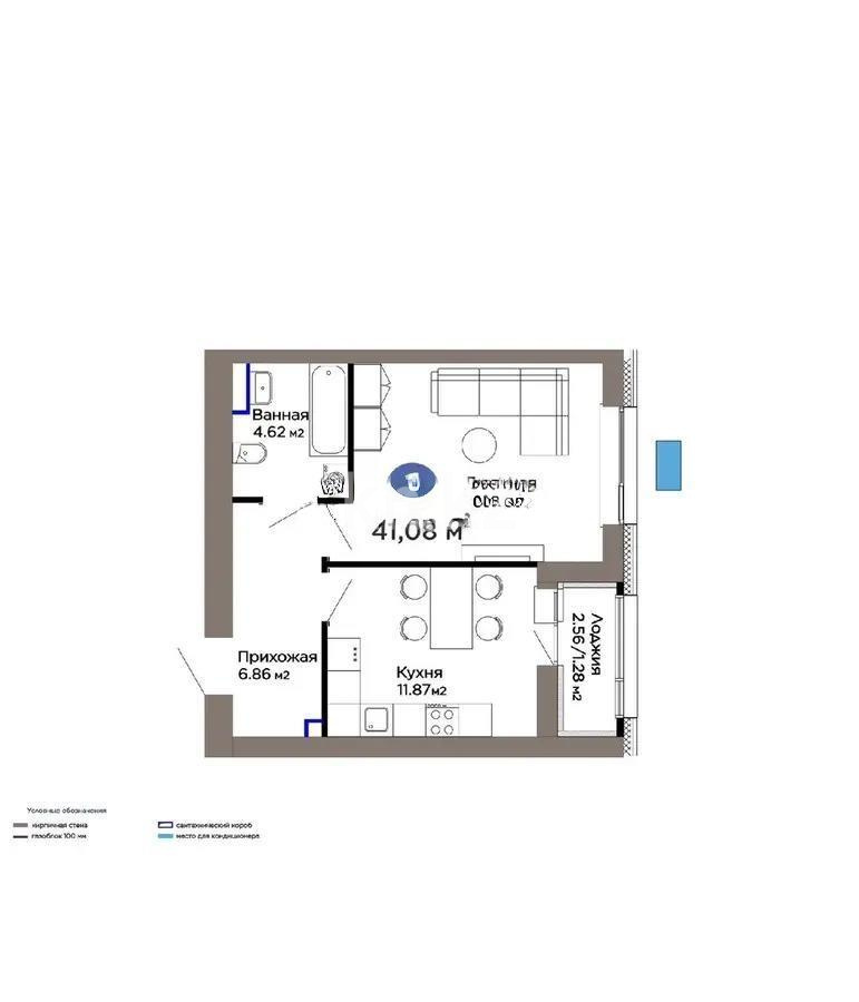 Продажа 1-комнатной квартиры, 41.5 м², ул. Рыскулова, дом  18/5 - Продажа  однокомнатных квартир в Астане с фото фото 1 из 1