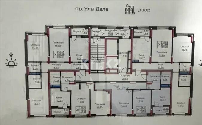 Продажа 2-комнатной квартиры, 61.94 м² в Астане