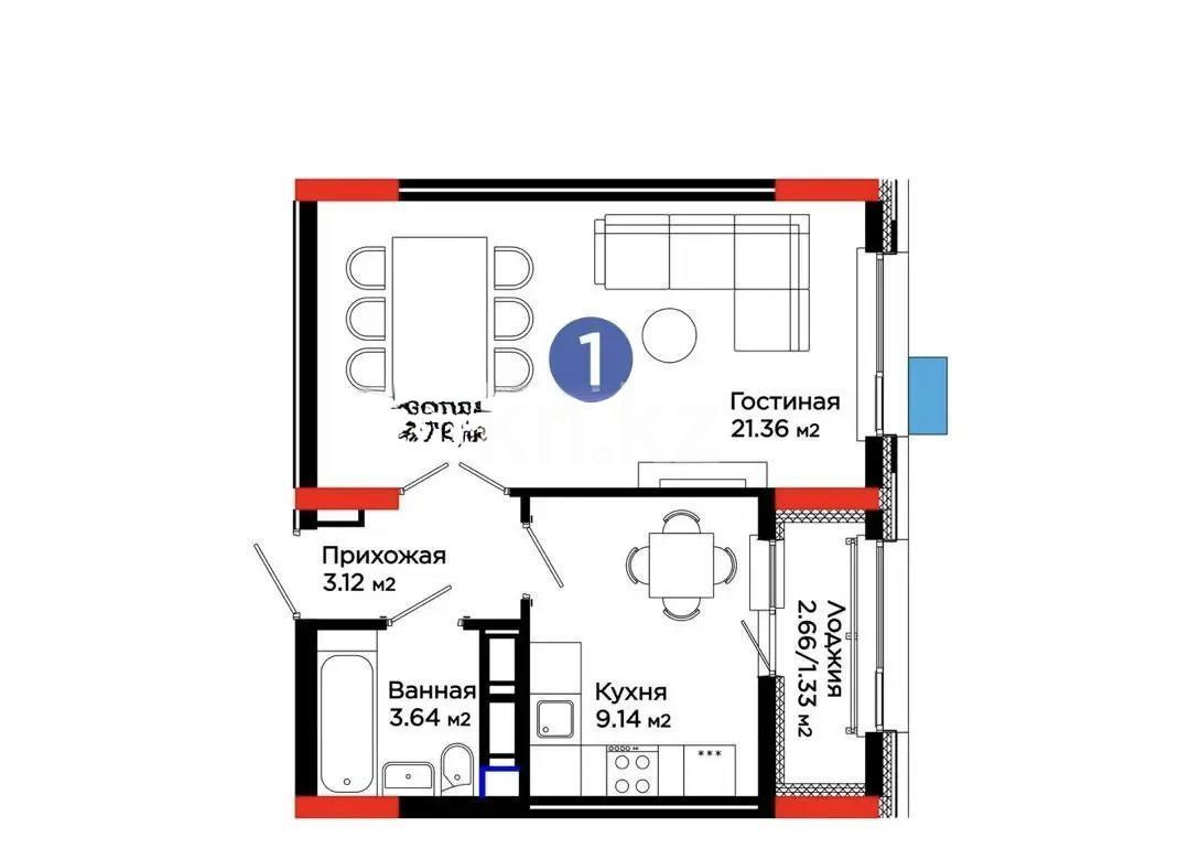 Продажа 1-комнатной квартиры, 38.59 м² - Продажа недвижимости в Казахстане - страница 12 фото 1 из 1