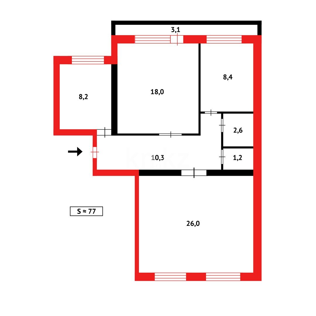 Продажа 3-комнатной квартиры, 78 м² в Караганде - фото 20