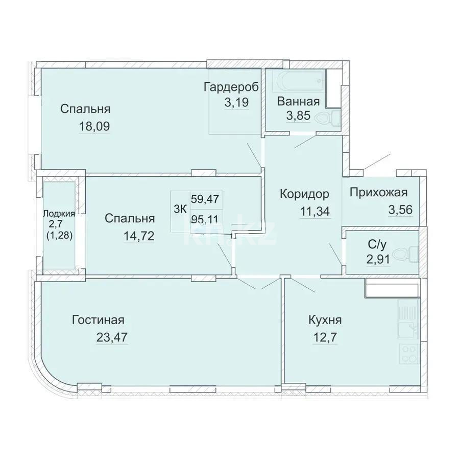 Продажа 3-комнатной квартиры, 95.3 м² - Продажа недвижимости в Астане - страница 13 фото 8 из 8