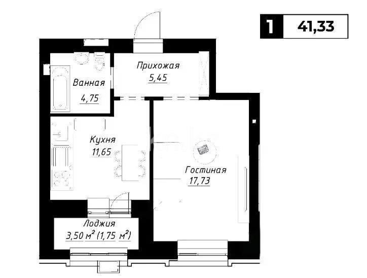 Продажа 1-комнатной квартиры, 41.33 м², ул. Калдаякова, дом  14 стр - Продажа  однокомнатных квартир в новостройках Астаны без посредников фото 1 из 1