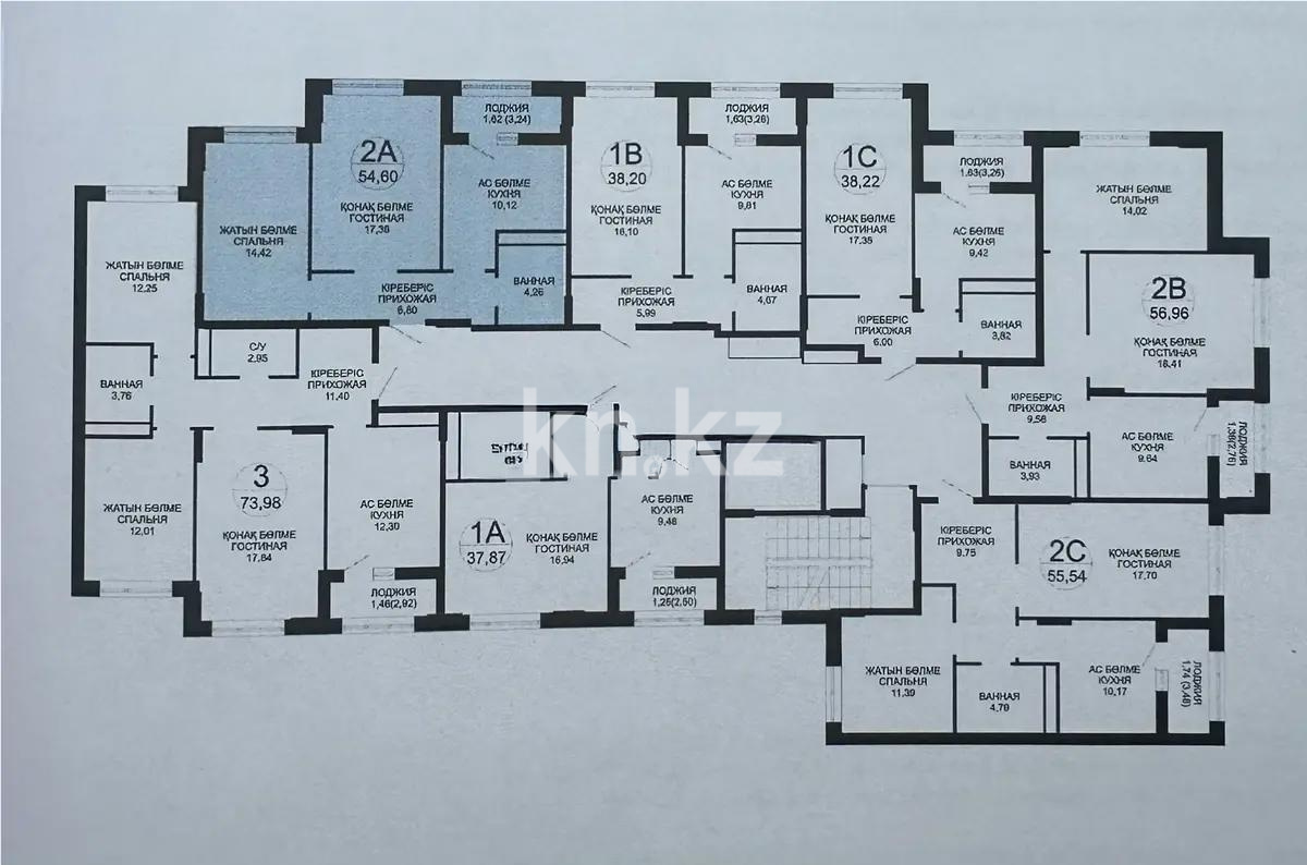 Продажа 2-комнатной квартиры, 54.6 м² - Продажа квартир в блочном доме в Астане фото 3 из 3