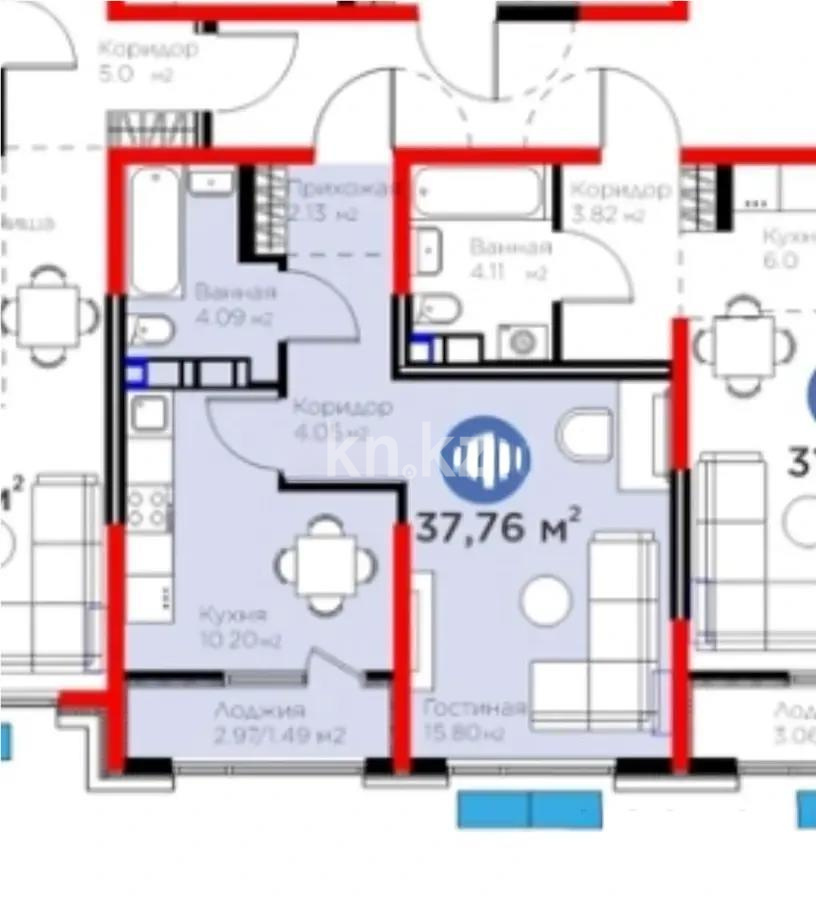 Продажа 1-комнатной квартиры, 38 м² - Продажа  однокомнатных квартир в Алматы без посредников фото 1 из 1