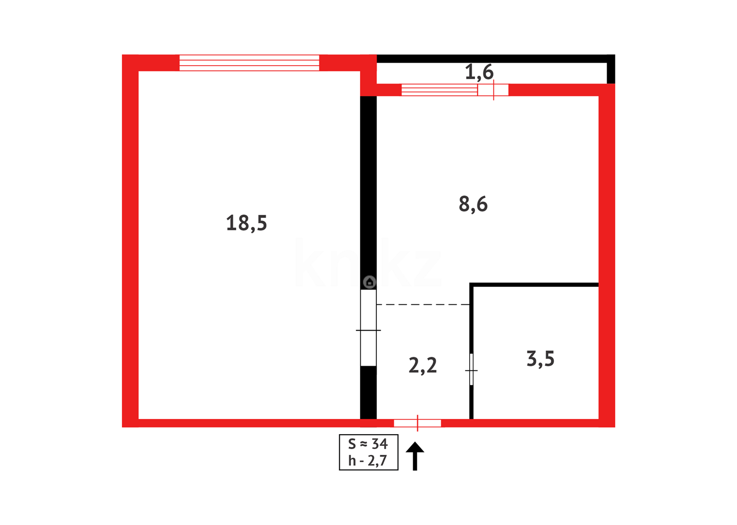 Продажа 1-комнатной квартиры, 34 м², ул. Толе би в Астане - фото 10