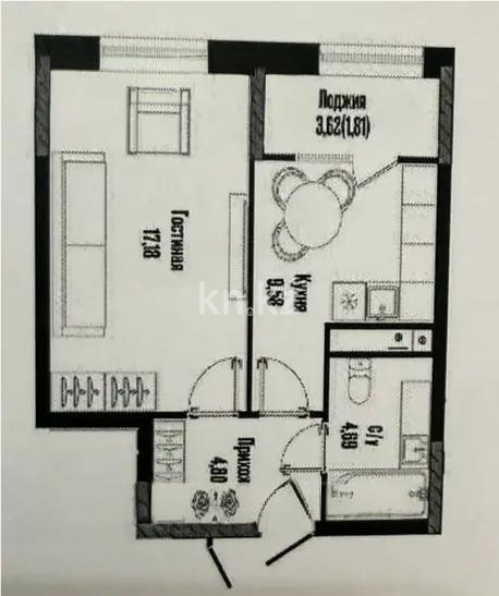 Продажа 1-комнатной квартиры, 38 м², ул. Бухар жырау, дом  12/2 - Продажа квартир в новостройках Астаны фото 1 из 1