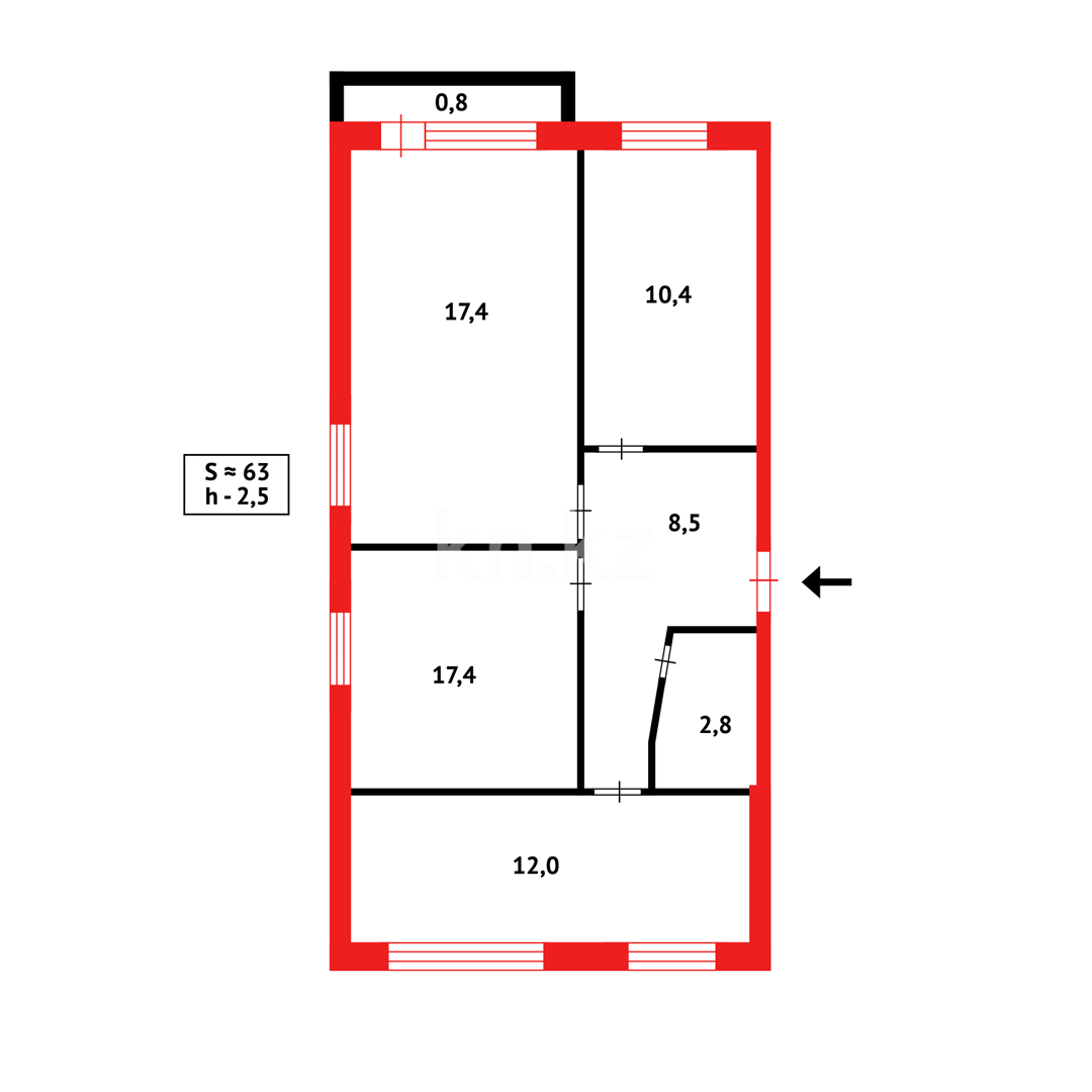 Продажа 3-комнатной квартиры, 66 м², мкр-н 8 в Темиртау - фото 21