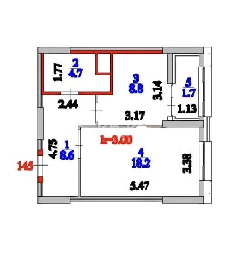 Продажа 1-комнатной квартиры, 42 м² в Астане