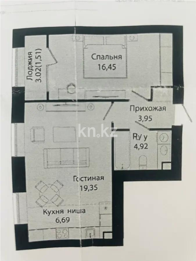 Продажа 2-комнатной квартиры, 53.2 м², ул. Нажимеденова, дом  28 - Продажа квартир в новостройках Астаны фото 4 из 4