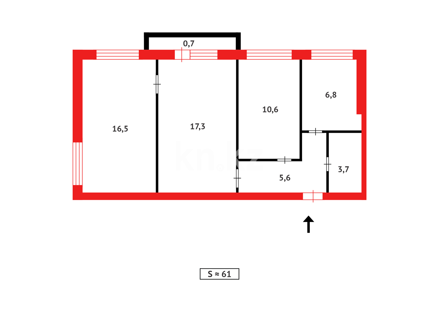 Продажа 3-комнатной квартиры, 61 м² в Караганде