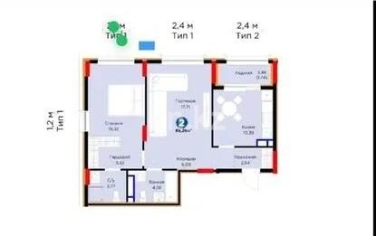 Продажа 2-комнатной квартиры, 65.26 м² в Астане