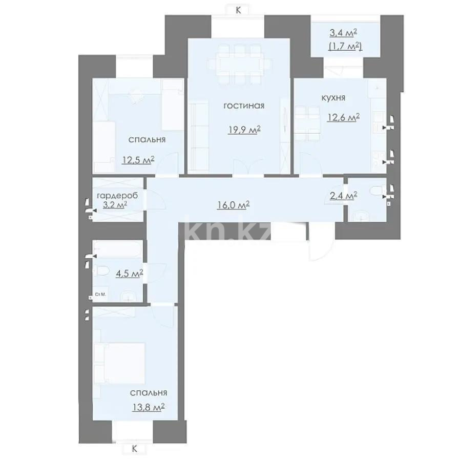 Продажа 3-комнатной квартиры, 90 м², ул. Карбышева, дом  4/3 - Продажа квартир в Караганде без посредников фото 1 из 1