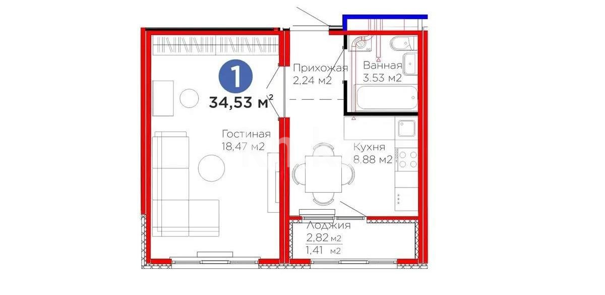 Продажа 1-комнатной квартиры, 34.53 м², пр. Улы Дала, дом  14 стр - Продажа  однокомнатных квартир в новостройках Астаны фото 1 из 1