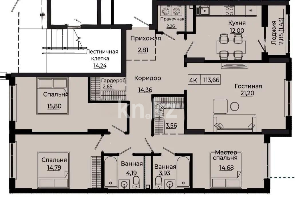 Продажа 4-комнатной квартиры, 120 м², пр. Улы Дала, дом  28 стр - Продажа квартир в Астане фото 1 из 1