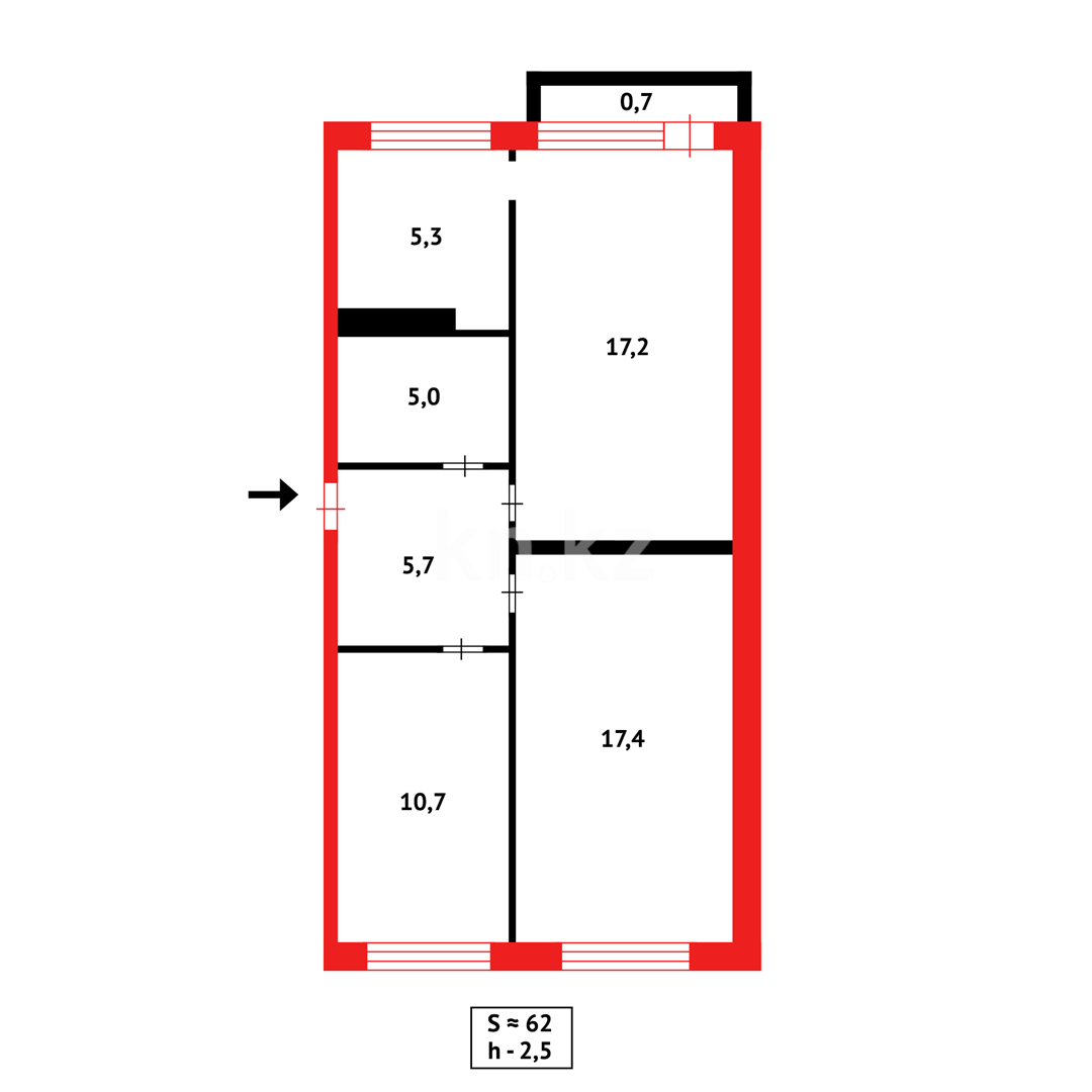 Продажа 3-комнатной квартиры, 62 м², мкр-н 16 в Караганде - фото 13