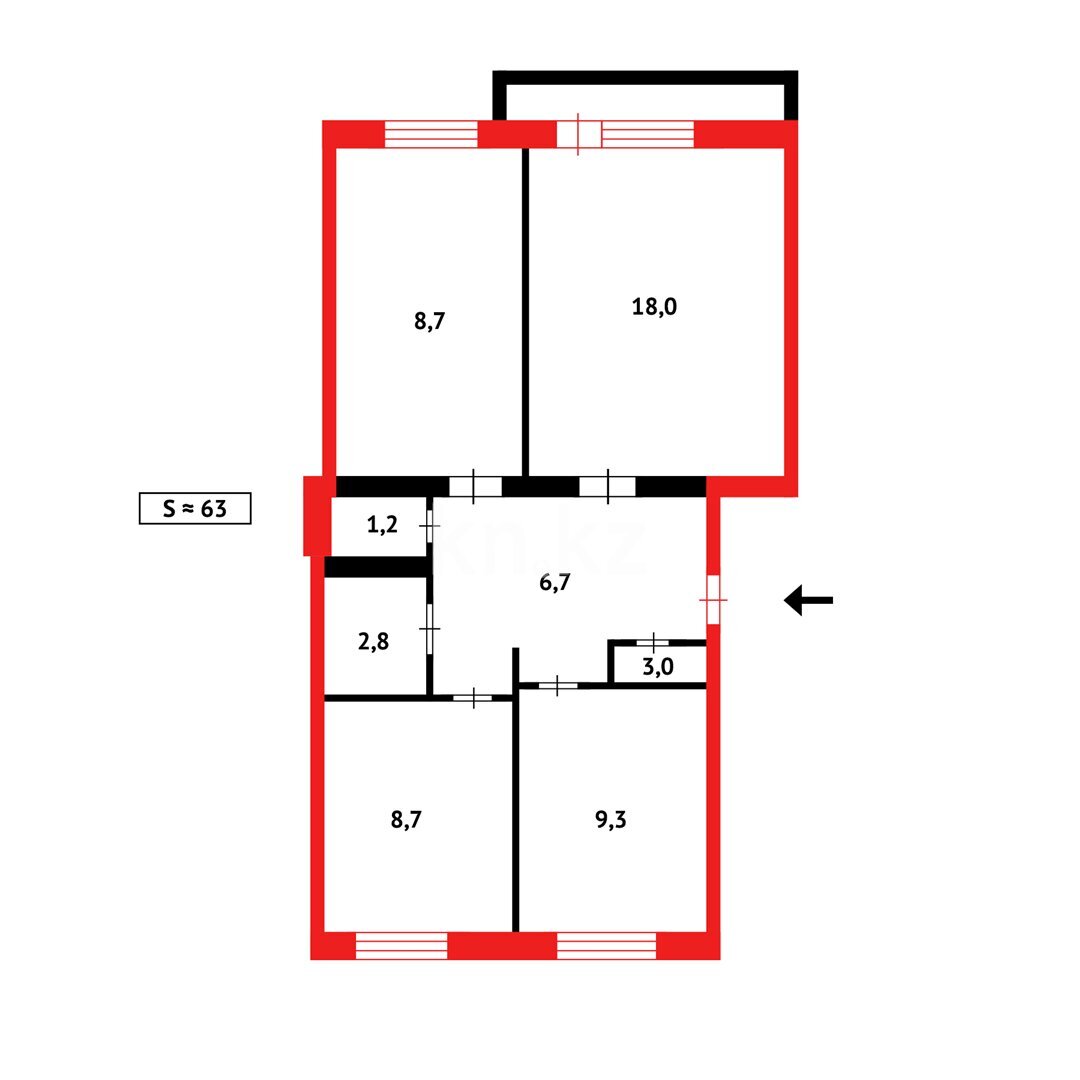 Продажа 3-комнатной квартиры, 64 м² в Темиртау - фото 8