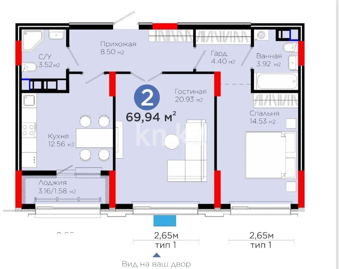 Продажа 2-комнатной квартиры, 69.94 м², ул. Е-899, дом  3 - Продажа  двухкомнатных квартир в Астане фото 1 из 1