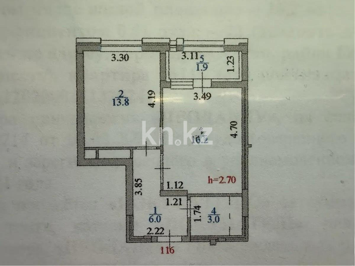 Продажа 1-комнатной квартиры, 42 м² - Продажа однокомнатных квартир в р-не Есиль Астаны фото 1 из 1