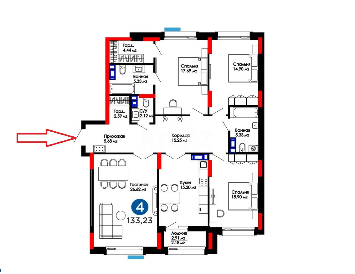 Продажа 4-комнатной квартиры, 140 м² - Продажа четырехкомнатных квартир в Астане - страница 7 фото 1 из 40