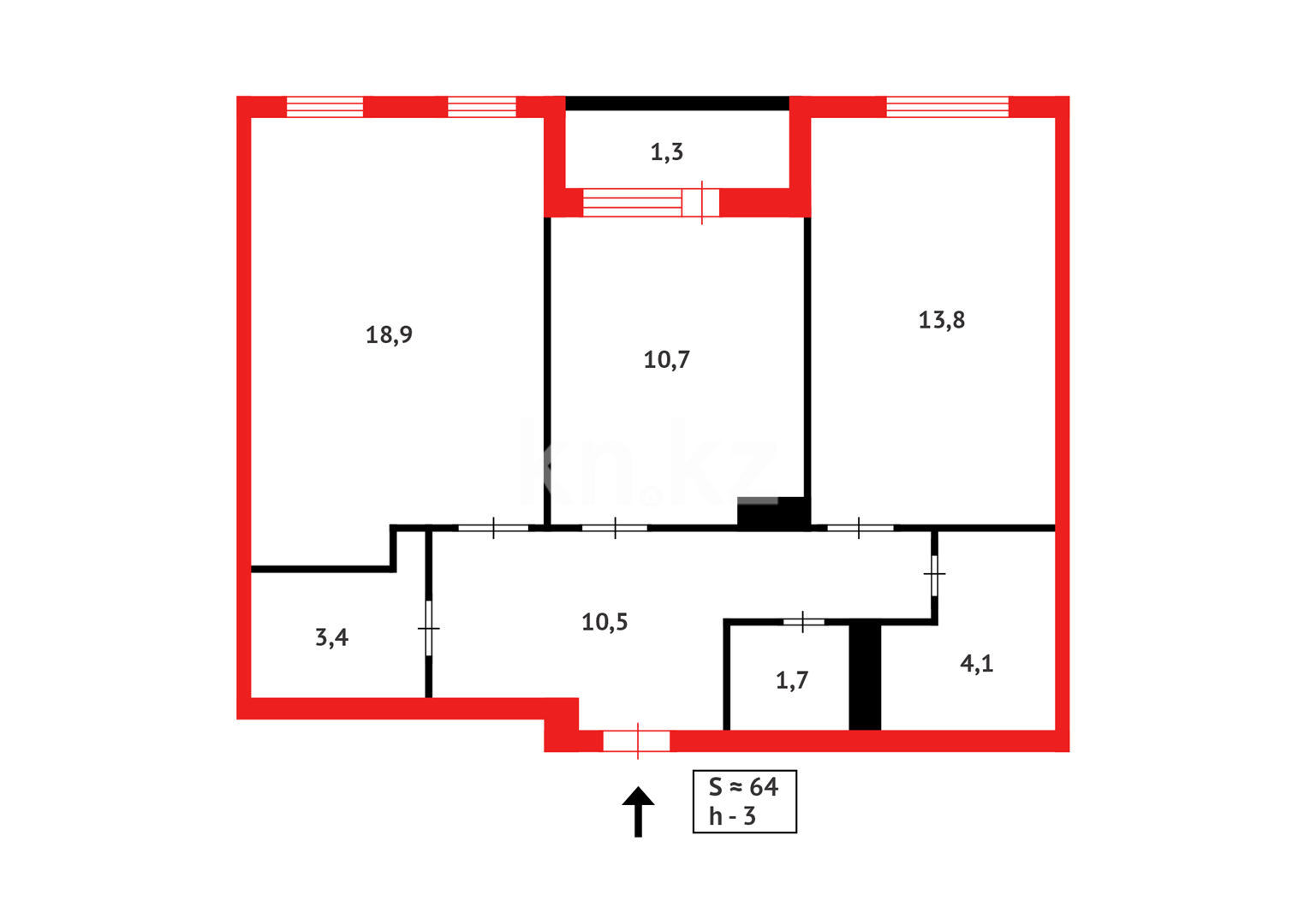 Продажа 2-комнатной квартиры, 64.4 м², ул. Аманжолова в Астане - фото 15