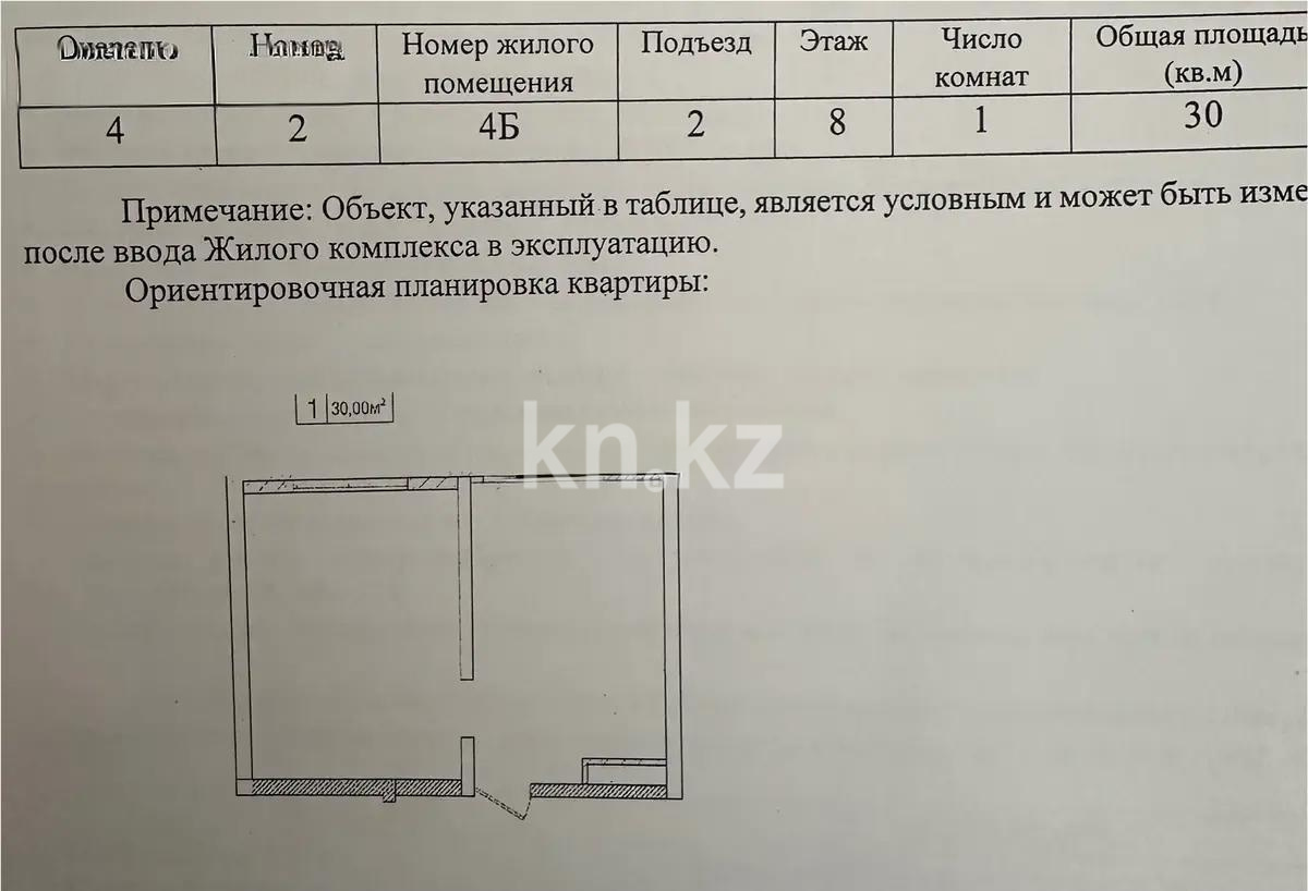 Продажа 1-комнатной квартиры, 30 м², ул. 24-я, дом  1/7 - Продажа квартир в Алматы фото 1 из 1
