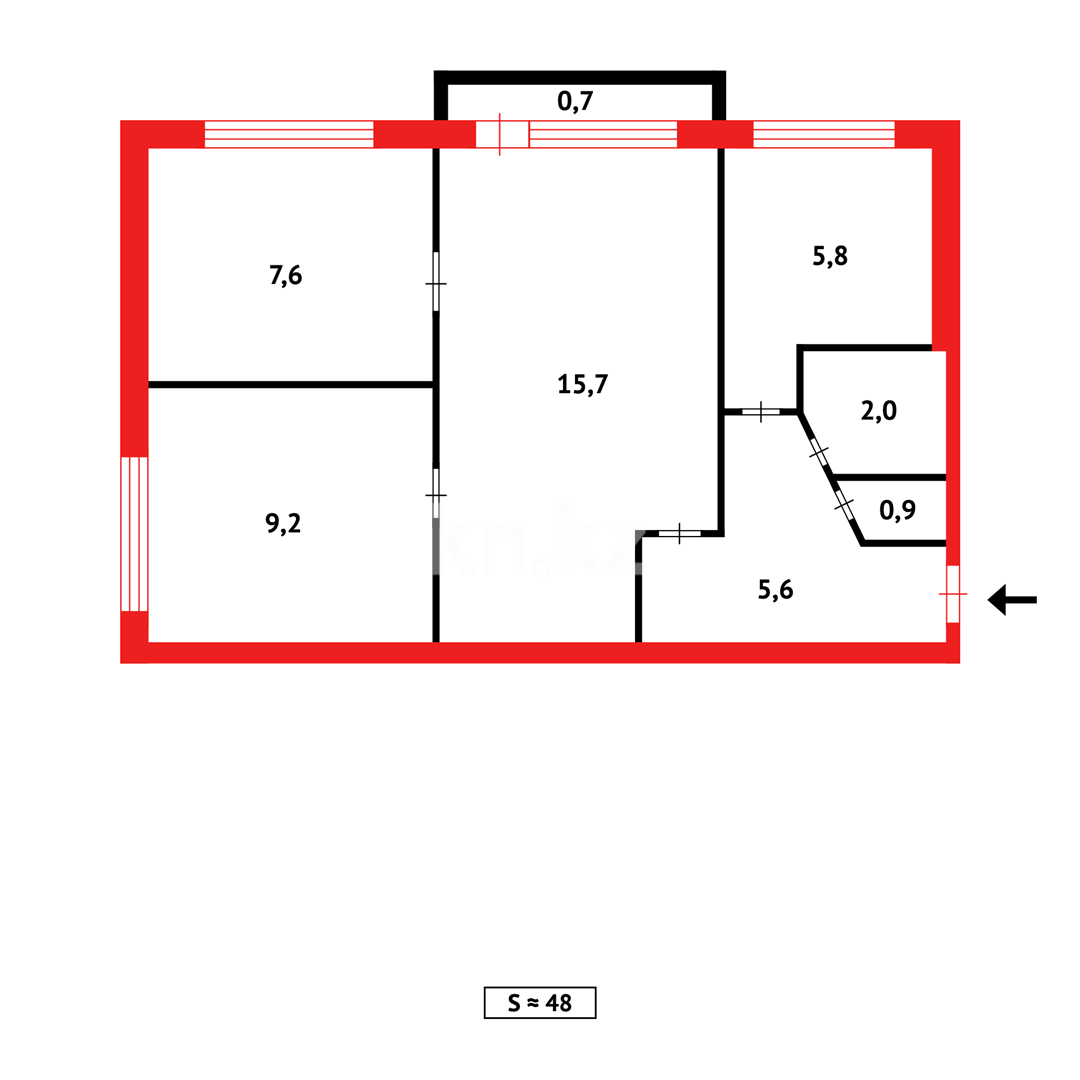 Продажа 3-комнатной квартиры, 48 м², мкр-н 17, дом  52 в Караганде - фото 14