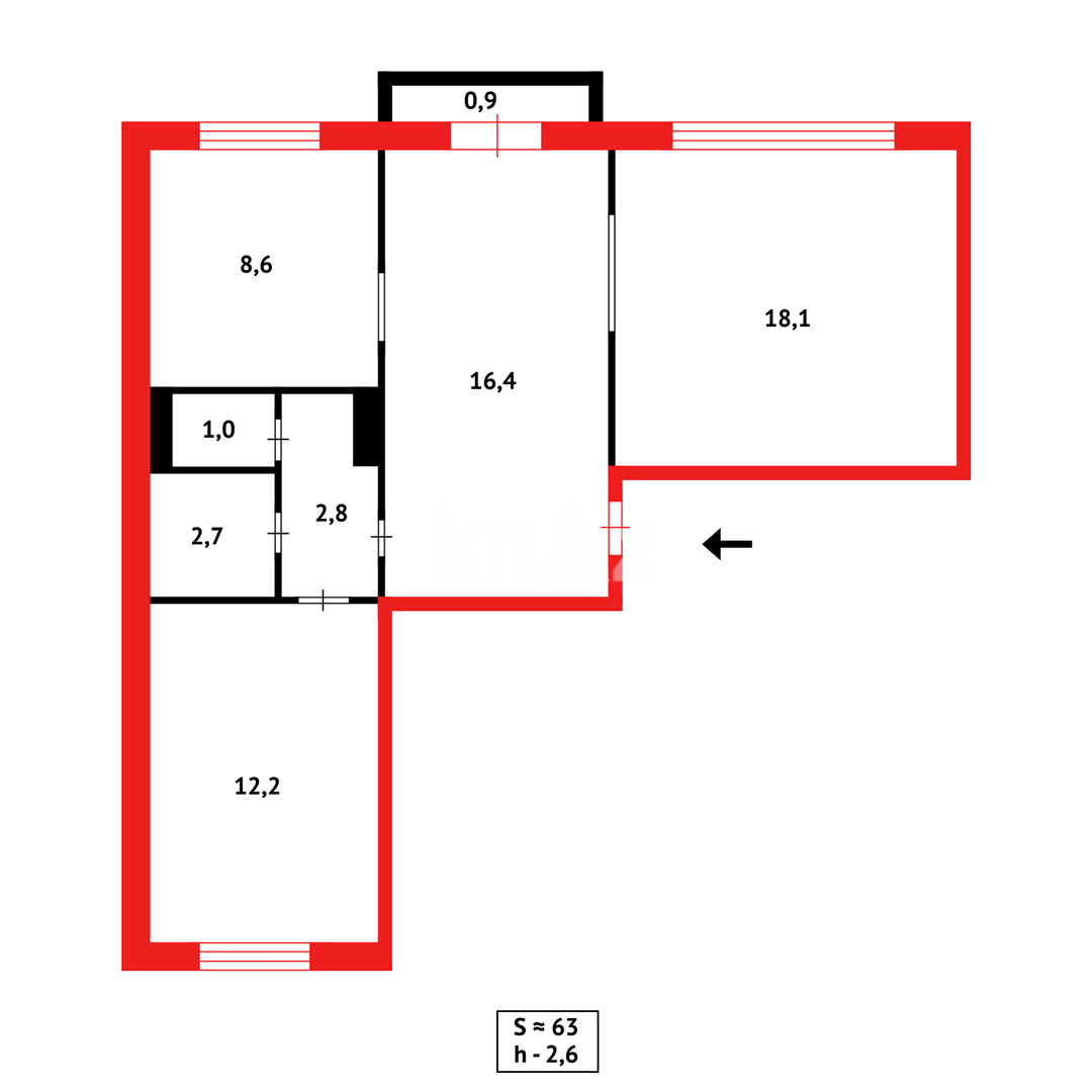 Продажа 3-комнатной квартиры, 63 м² в Караганде - фото 17