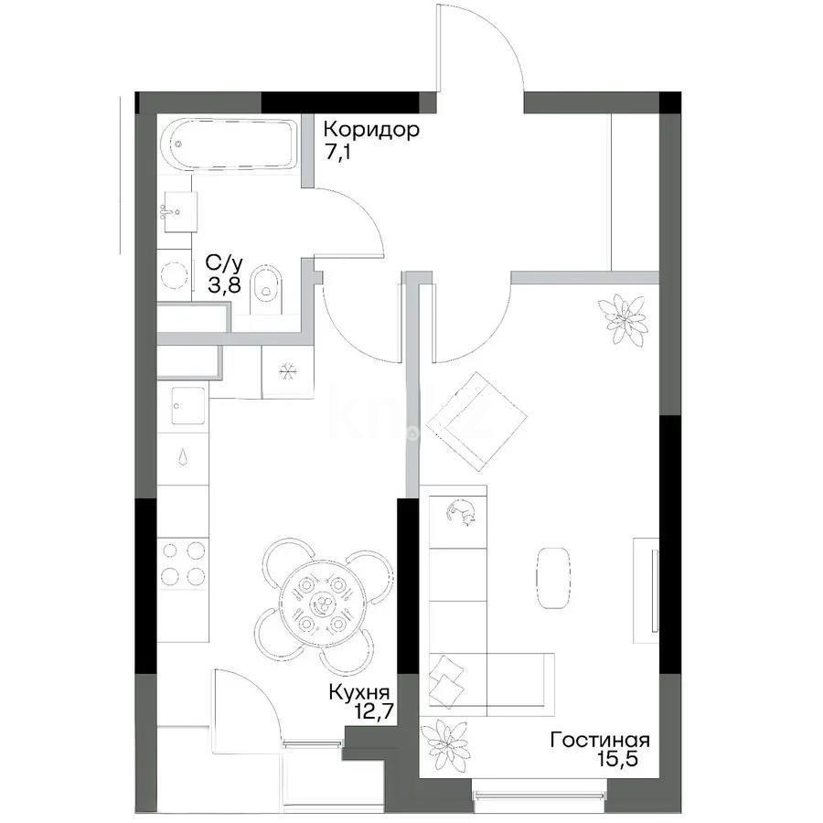 Продажа 1-комнатной квартиры, 41.8 м² в Алматы