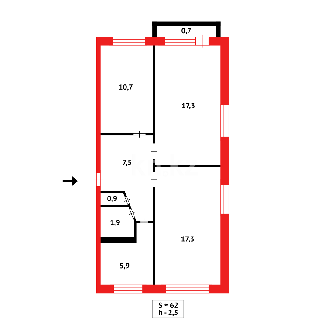 Продажа 3-комнатной квартиры, 61 м², мкр-н Восток-1 в Караганде - фото 16