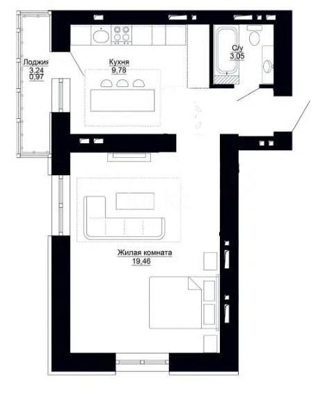 Продажа 1-комнатной квартиры, 40.06 м² в Астане