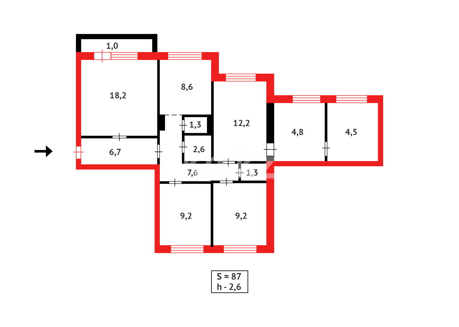 Продажа 4-комнатной квартиры, 87 м², мкр-н Орбита-1 - Продажа  четырехкомнатных квартир в Караганде фото 23 из 23